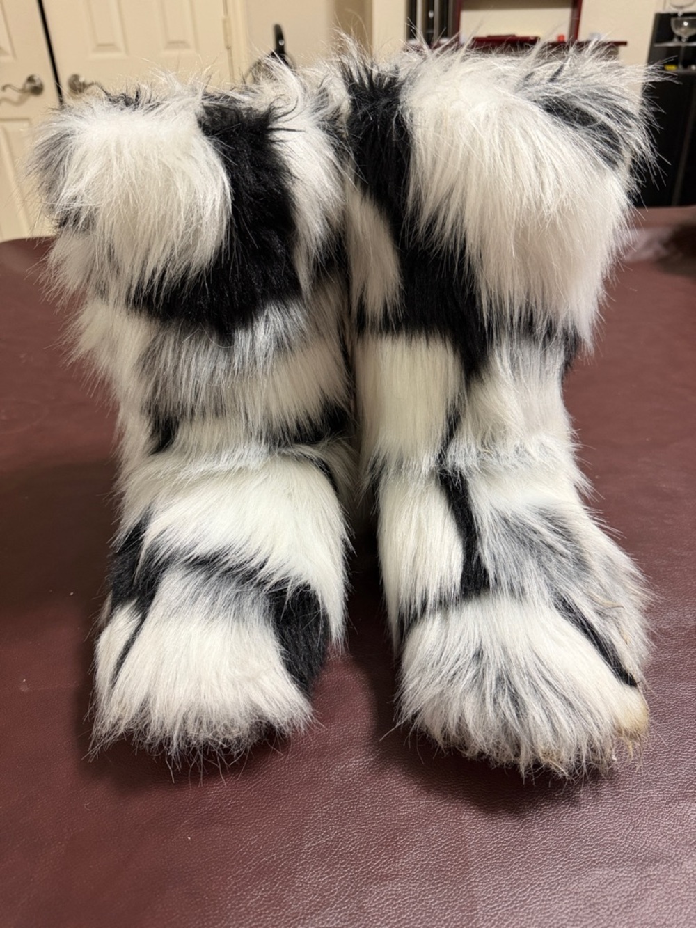 Black and White Faux Fur Boot Covers